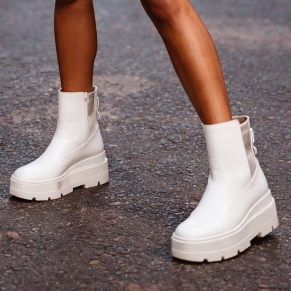 Puma Fenty Shoes - Puma Fenty Rihanna Chelsea Vanilla Ice Leather Platform Chunky Combat Boot SZ 7